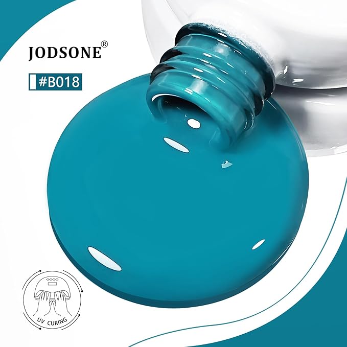 JODSONE Dark Turquoise Gel Nail Polish 10ml Soak Off Nail Polish Aegean Blue Nail Color Salon Quality Long-Lasting Vegan & Cruelty-Free Need U V Lamp Curing