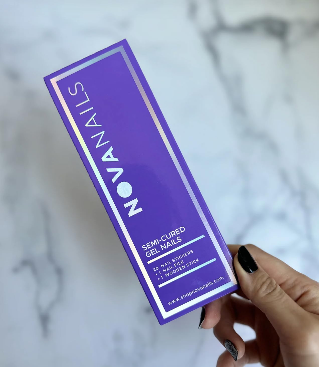 NOVA, Female Founded, Semi Cured Gel Nail Strips (Clover) - The 10 Minute Manicure. Salon-Quality, Works with Any Nail Lamp, Easy to Apply & Remove - Incl. Nail File & Wooden Stick (Clover)
