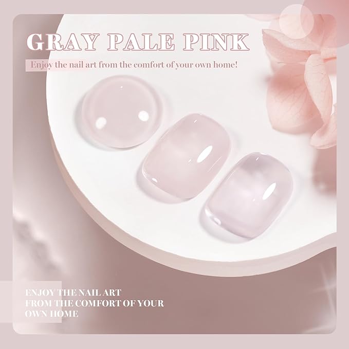 RARJSM Nude Gray Pale Pink Gel Nail Polish Neutral Skin Tone Sheer Jelly Gelpolish 1PC 15ml Single Bottle Creamy Transparent Natural Nudegel Polish Soak off Cured for Home Salon French Manicure