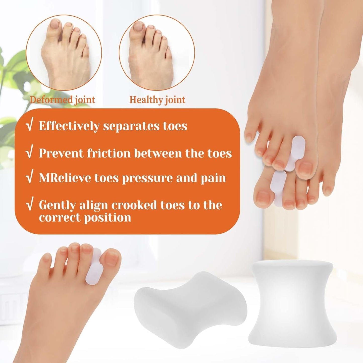12Pcs Bunion Corrector Gel Toe Separators Soft Toe Spacers Overlapping Toes Pads Gel Orthotics for Men Women Sports Activities Calluses Crooked Toes Hammertoe Straighten Pain Relief (6L)