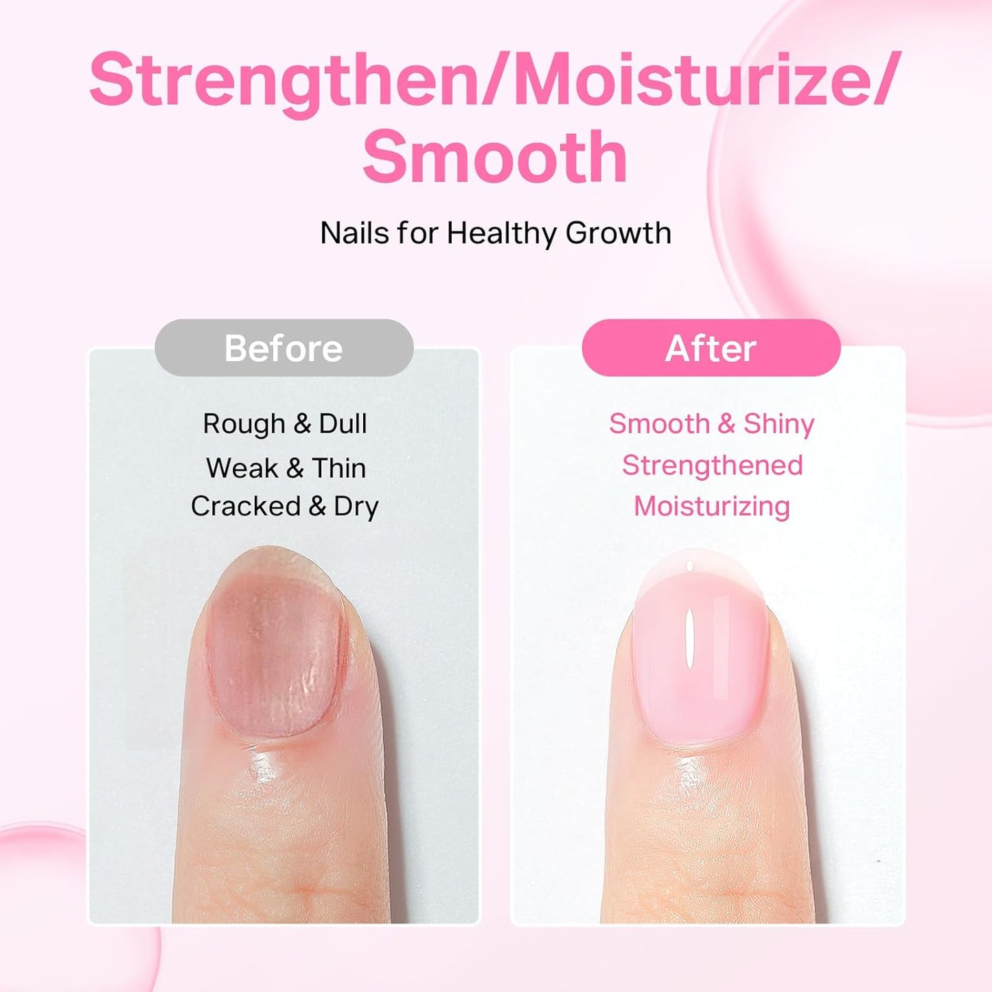 MIZHSE Nail Strengthener and Growth Nail Hardener Extra Strong and Growth, Nail Repair for Thin and Damaged Nails, Concealer Ridge Filler Foundation Polish Pink 16ML