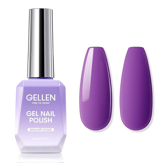 Gellen Purple Gel Nail Polish, 18ml Soak Off High Glossy Gel Polish for Nails, Need Cured Under UV light for Salon at Home DIY