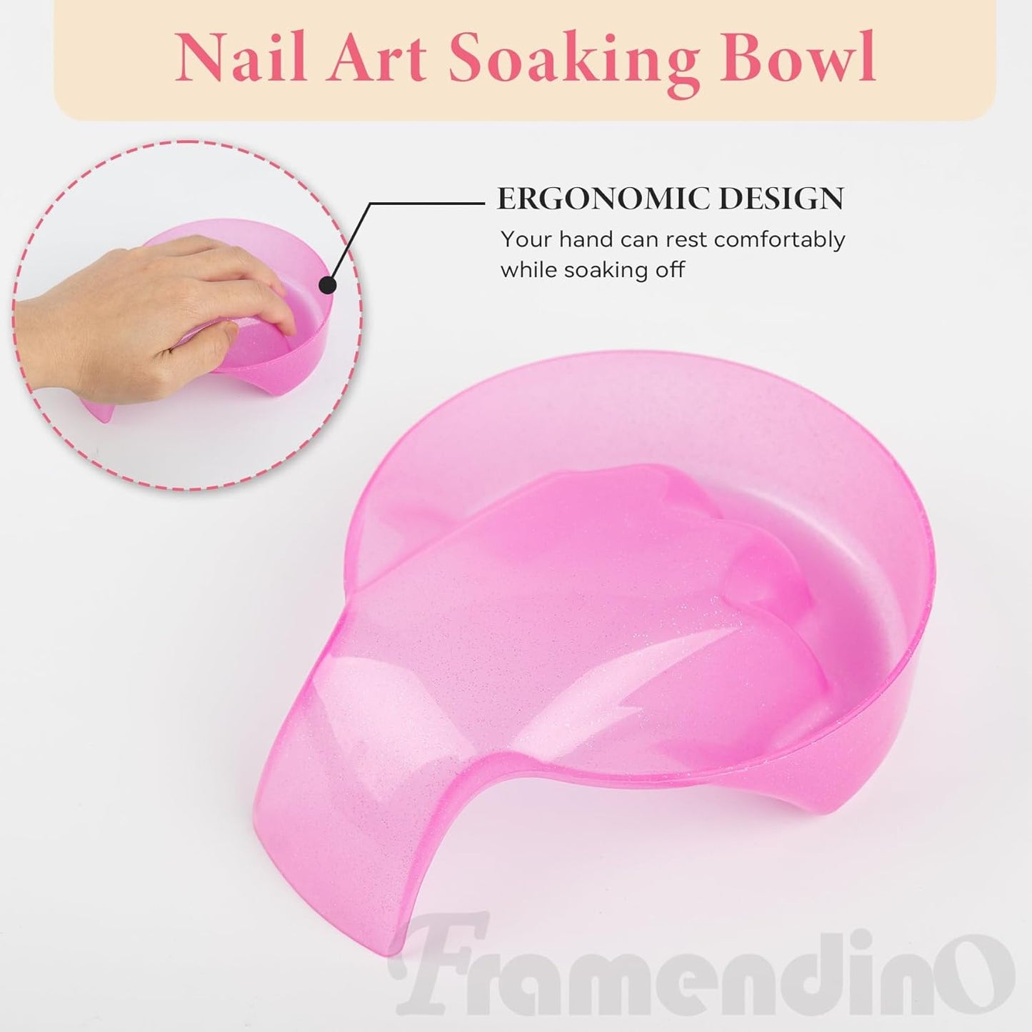 Framendino, 4 Pack Hand Cuticl Nail Soaking Bowl Manicure Dip Bowls for Polish Care Colors