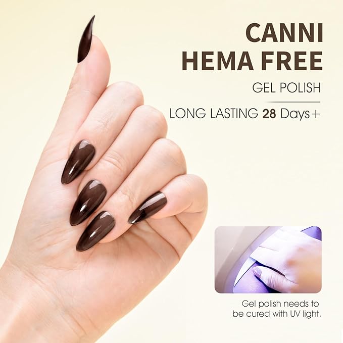 CANNI Jelly Brown Gel Nail Polish, 1Pcs Translucent Jelly Fall Gel Polish Color High Gloss Soak Off U V Nail Manicure Salon DIY