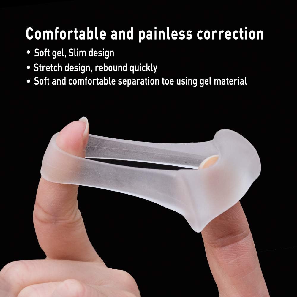 Welnove - 10 Pack Toe Separators Gel Toe Spacers Bunion Corrector（1st/2nd Toe) and Spreader for Bunions, Overlapping Toes and Drift Pain Relief Pads - Clear