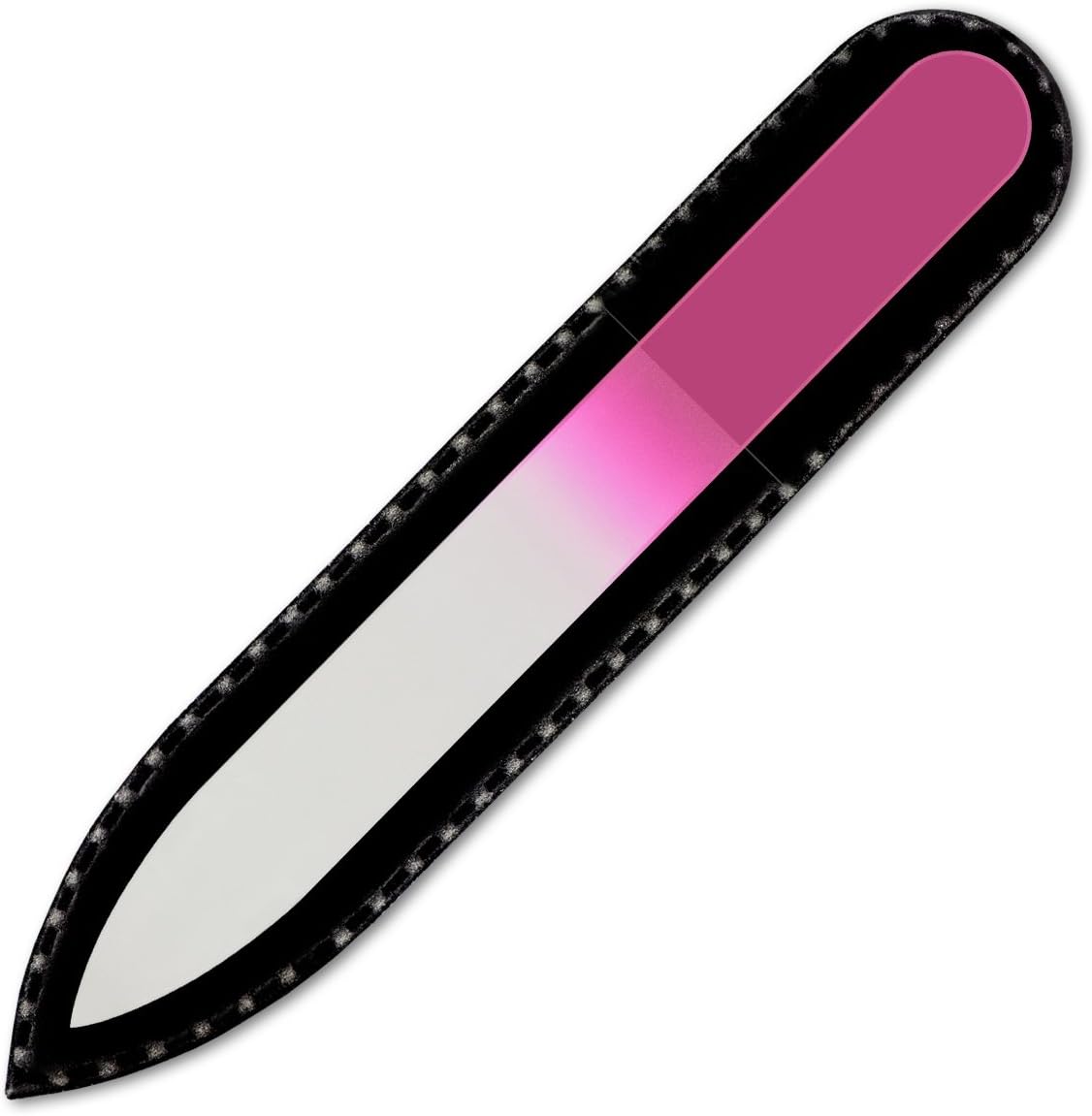 Color Crystal Nail File in Black Pouch - Small/Purse Size - Czech Tempered Glass - Handmade in Czech Republic