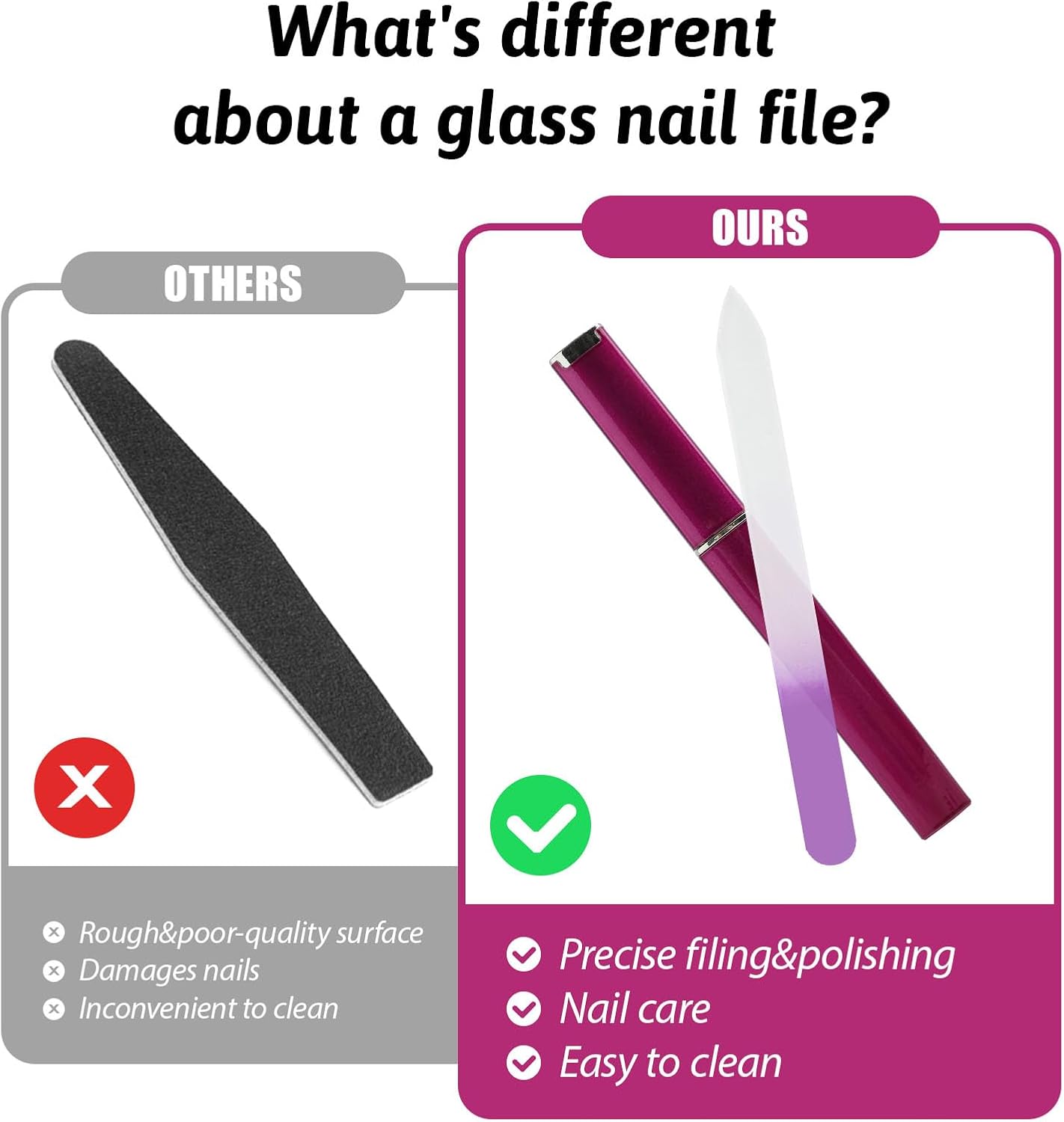 3 Pack Glass Nail File, Crystal Double-Sided Mixed Color Fingernail Files for Natural Nails, Professional Reusable Czech Glass File for Women Girls Manicure Care Christmas Gifts Stocking Stuffers