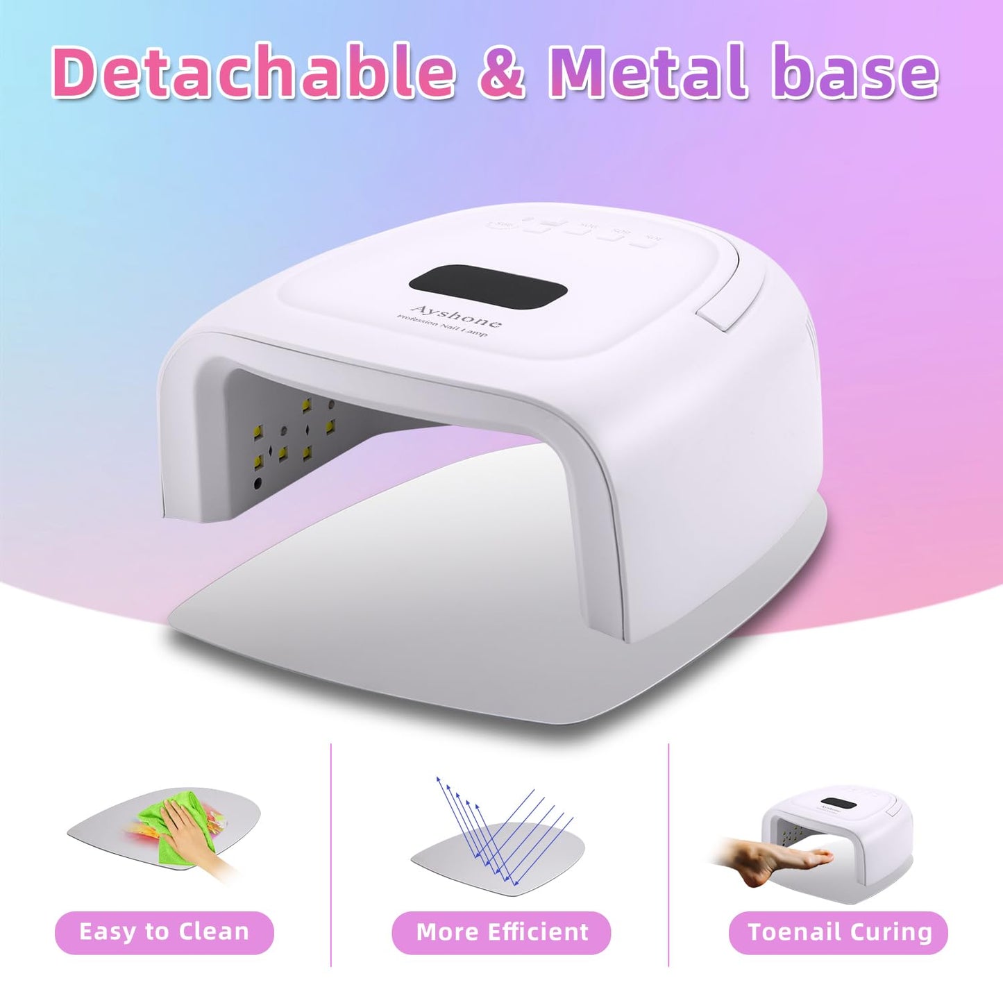 Rechargeable LED Gel Nail Lamp,60W Cordless UV Led Nail Light Nail Dryer for Gel Nails with Lifting Handle Touch Sensor LCD Screen(White)