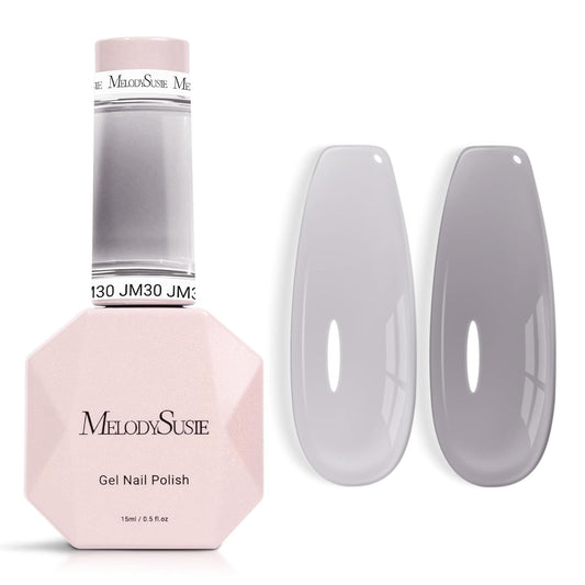MelodySusie Jeweliver Jelly Gel Polish, 0.5Fl Oz Dark Gray Gel Nail Polish Sheer Neutral Translucent Nude Soak Off UV LED Light Cure Gift for Women Nail Art Manicure DIY at Home JM30