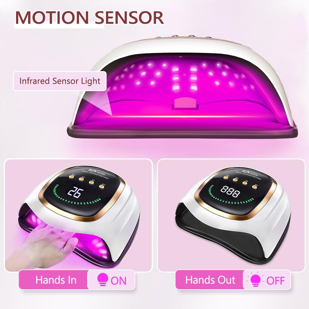Upgraded red Light Treatment Gel Nail Light 72 LED Nail Light, 4 Timer Settings, one Button Start and Breathing Light Design, Hand and Foot use, Suitable for Fast Curing Anti Blackhand, Large LCD
