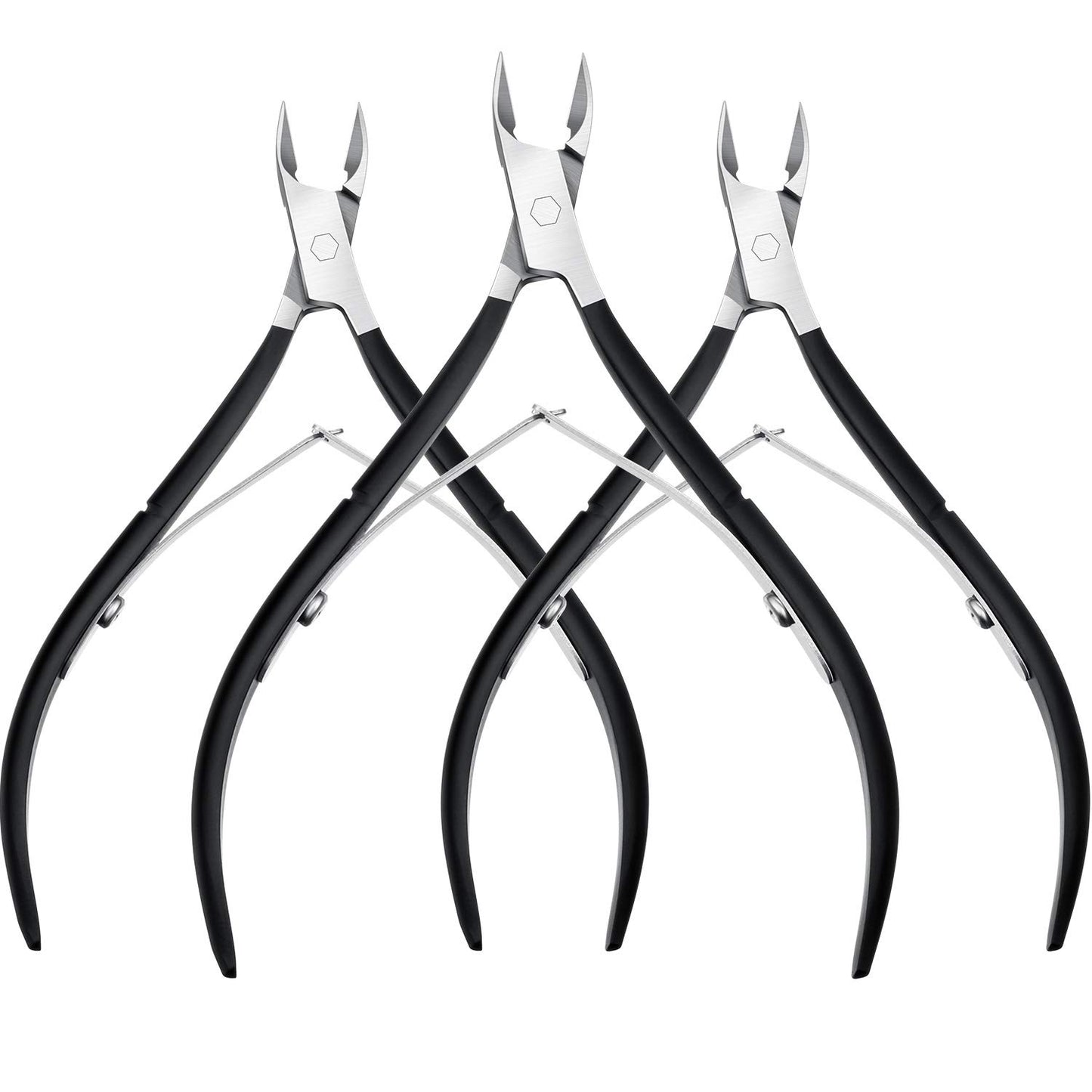 Mudder 3 Packs Cuticle Nippers Cutter Tool Stainless Steel Nail Cuticle Trimmer Remover with Pointed Blade Scissors Pedicure Manicure Tool for Fingernails Nails Care and Toenails(Black)