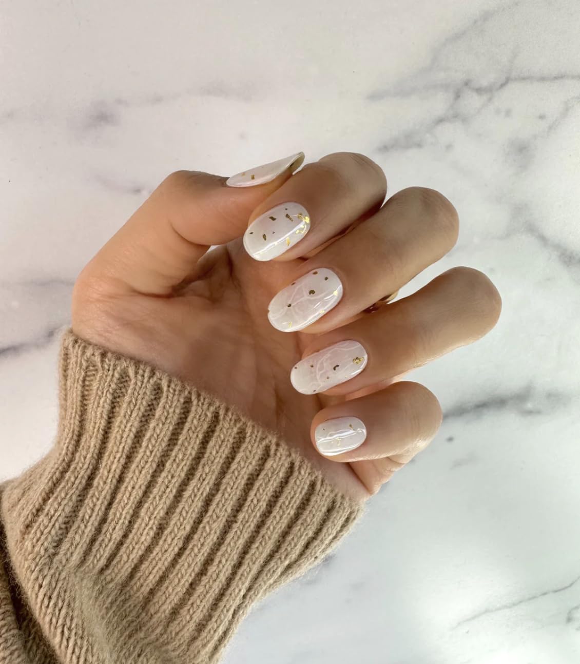 NOVA, Female Founded, Semi Cured Gel Nail Strips (Moonstone) - The 10 Minute Manicure. Salon-Quality, Works with Any Nail Lamp, Easy to Apply & Remove - Incl. Nail File & Wooden Stick (Moonstone)