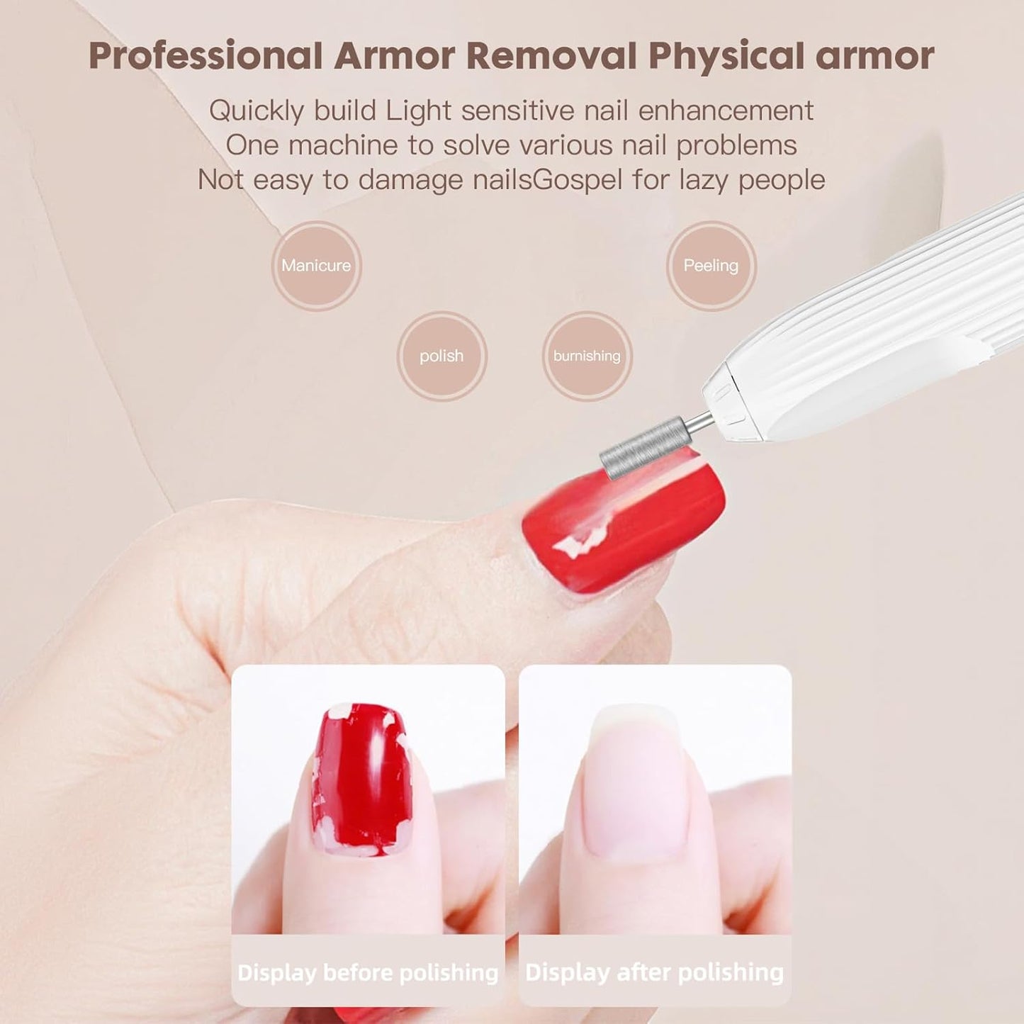 Electric Nail File,Nail Drill Kit with Nail Lamp,Cordless Nail Filer for Acrylic Gel Nails,Professional Nail Drill Machine Polishing Tool Manicure Pedicure Kit Efile Nail Supplies for Home Salon