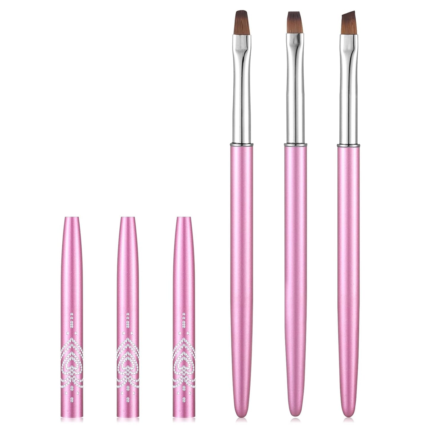 Metal Purple Nail Art Clean Up Brushes for Cleaning Polish Mistakes on the Cuticles, Acetone Resistant Nail Brush, Fingernail Cleaning Brushes for Nail Art and Designs (Round&flat&Bevel)