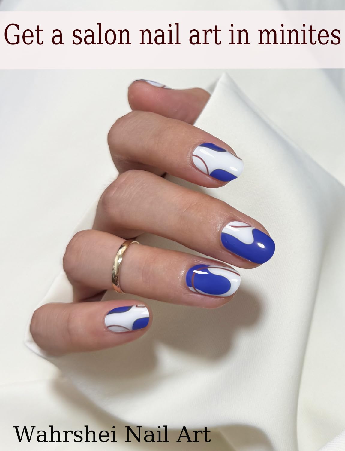 Gel Nail Strips No UV, Royal Blue, UV Free, Long Lasting Gel Stickers - Contains 22 Wraps, 1 Prep Pad, 1 File