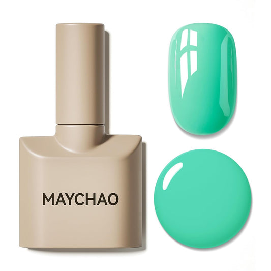 MAYCHAO 15ML Green Gel Nail Polish 1Pc Seafoam Green Gel Polish Soak Off UV LED Nail Polish Nail Art Starter Manicure Salon DIY at Home, 0.5 OZ