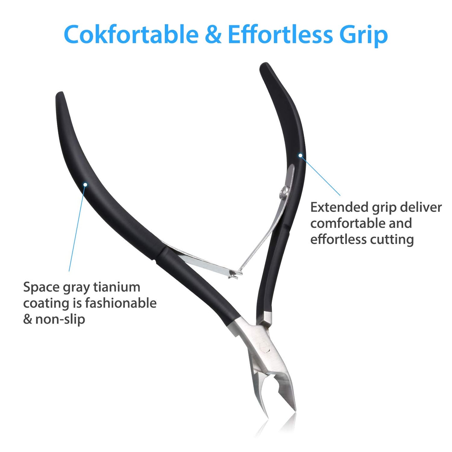Mudder 3 Packs Cuticle Nippers Cutter Tool Stainless Steel Nail Cuticle Trimmer Remover with Pointed Blade Scissors Pedicure Manicure Tool for Fingernails Nails Care and Toenails(Black)