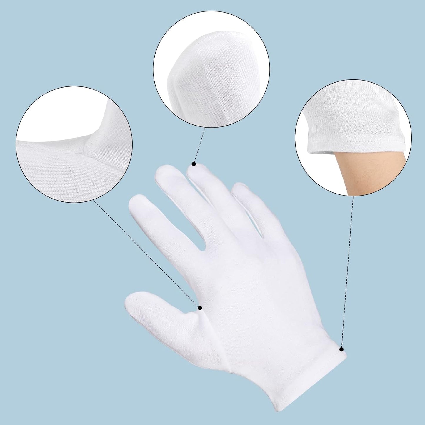 10 Pairs Archival Photo Gloves, White Small Work Gloves For Handling Art Working Photography Men & Womens Cloth Gloves Liners Bulk for Handling Jewelry, Film, Photo, Coin Metal Inspection