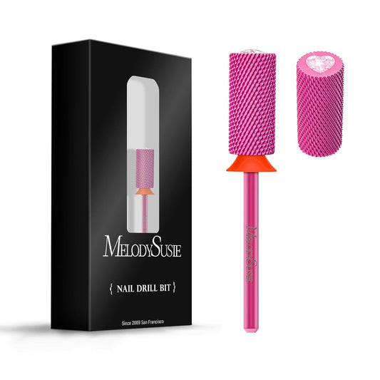 MelodySusie Large Barrel 3/32'' Tungsten Carbide Nail Drill Bit, Crystal Top Pink Heart Shape, Fast Remove Acrylic Gel, Cuticle Gel Polishing for Manicure Pedicure, Pink Blossom, Series Bit-S, Fine