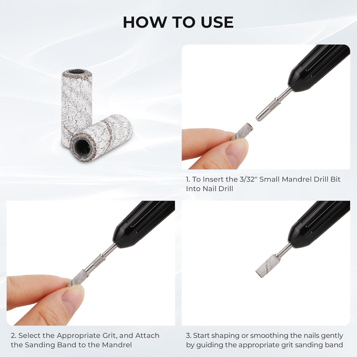 Lavinda Small Sanding Bands for Nail Drill with 3.1mm Mandrel Bit, 80 Piece Set Coarse Mini Sanding Bands Nail Drill Bits for Acrylic Nails Gel Manicures and Pedicures (80 Grit, Zebra)