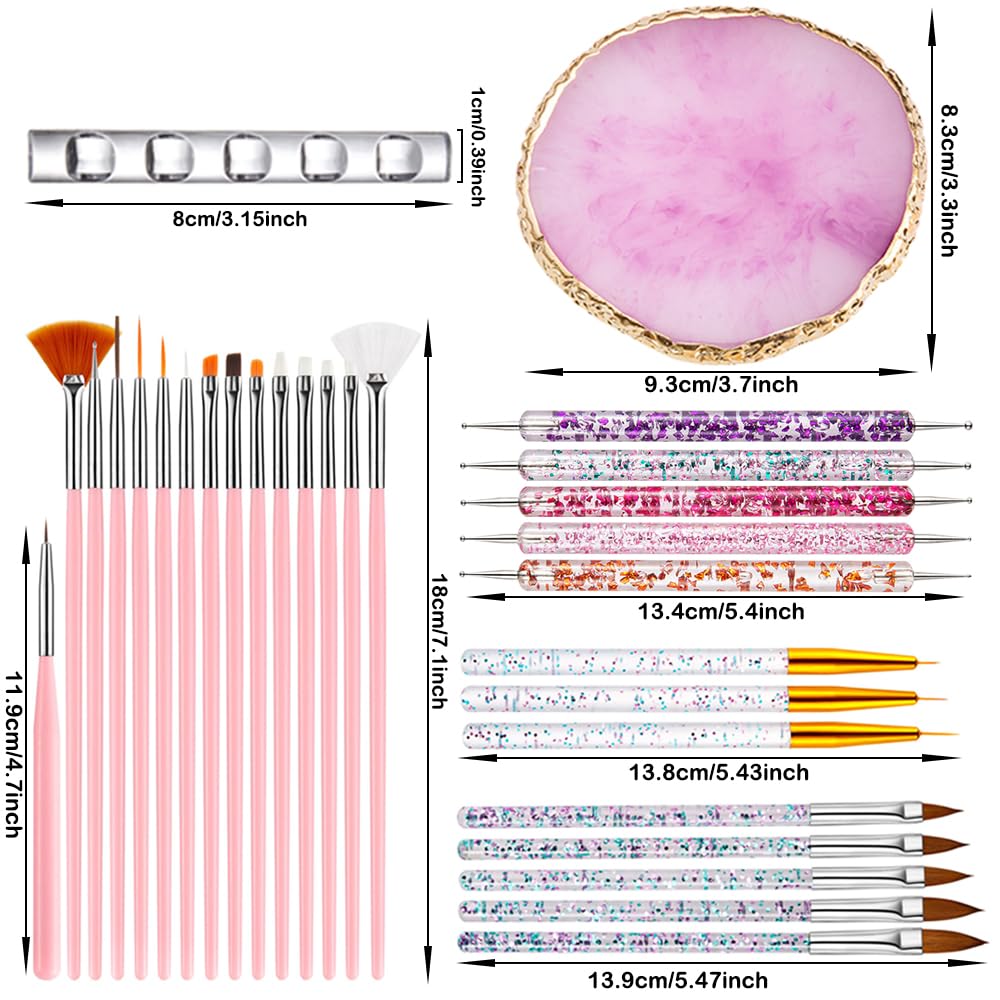 Nail Art Tools 30Pcs Set,Nail Art Pens Brush Resin Nail Art Palette,Nail Dotting Tools, Striping Nail Art Brushes for Long Lines,Nail Drawing Pen Dotting Pen Tools Nail Art Kit for Nail Art DIY