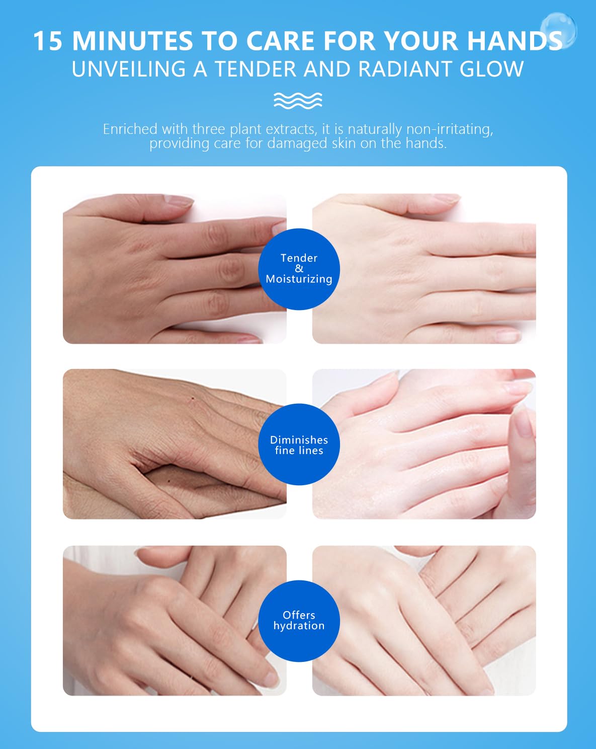 Elastic Skinny Hand Mask, 10 Pairs of Serum-Infused Moisturizing Hand Gloves for Dry and Tired Skin Repair