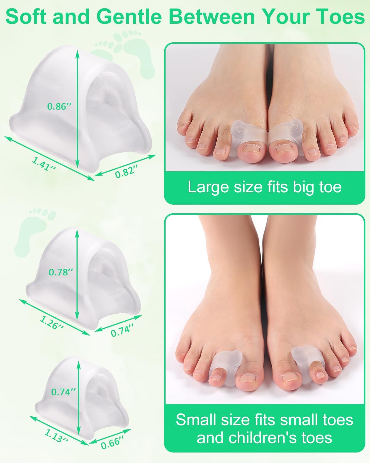 10Pcs Hammer Toe Corrector Straighteners for Women and Men Curled Toes, Crooked, Claw, Hammertoe, Gel Toe Splints for Straightening, Silicone Foot Bunion Spacer Separators (Small)