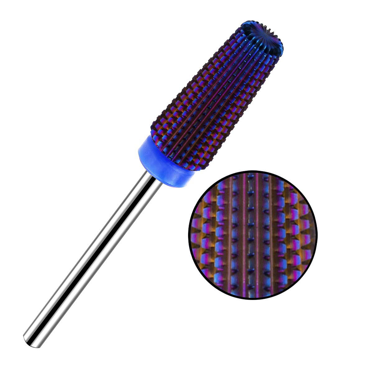 Lavinda 5 in 1 Medium Grit Nail Drill Bit Multi-Function Carbide for Acrylic Fill Cuticle Work Gel Removal Left Right Handed Nail Tech Essential 3/32" (Medium, Purple)