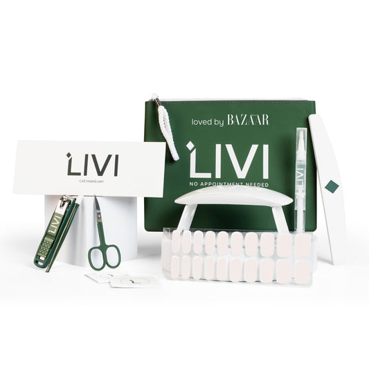 Livi Gel Manicure System with UV Light – Mani Kit with 40 Nail Stickers, UV Light, & Mani Tools for Salon-Quality Nails at Home – Easy-to-Use DIY Starter Gel Polish Set (I Totally Paused)