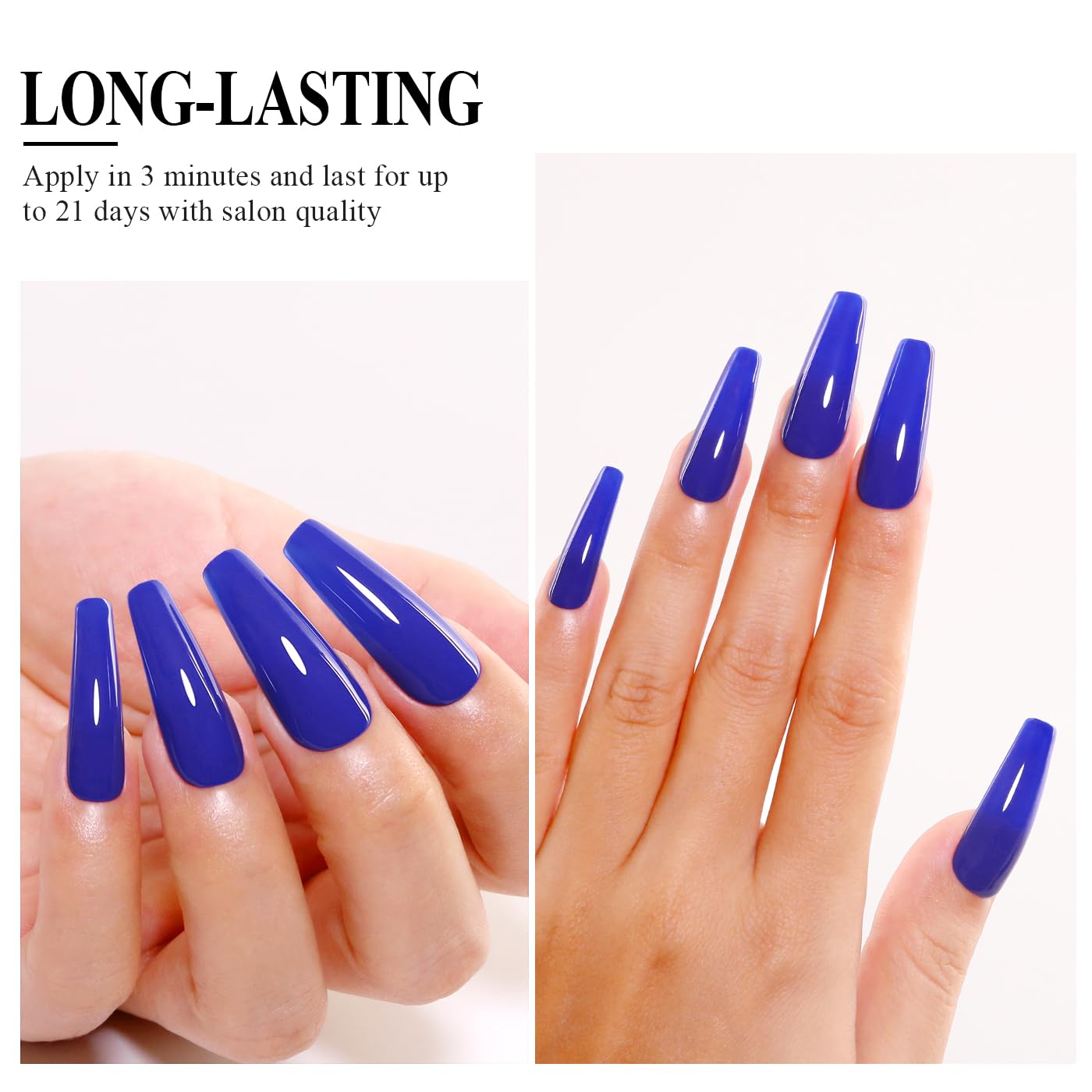 Imtiti Blue Gel Nail Polish, Navy Blue Gel Polish High Gloss Soak Off UV LED Nail Gel Polish Autumn Winter Gel Polish Nail Art Manicure Salon DIY Design Gel Nail Kit 10ML