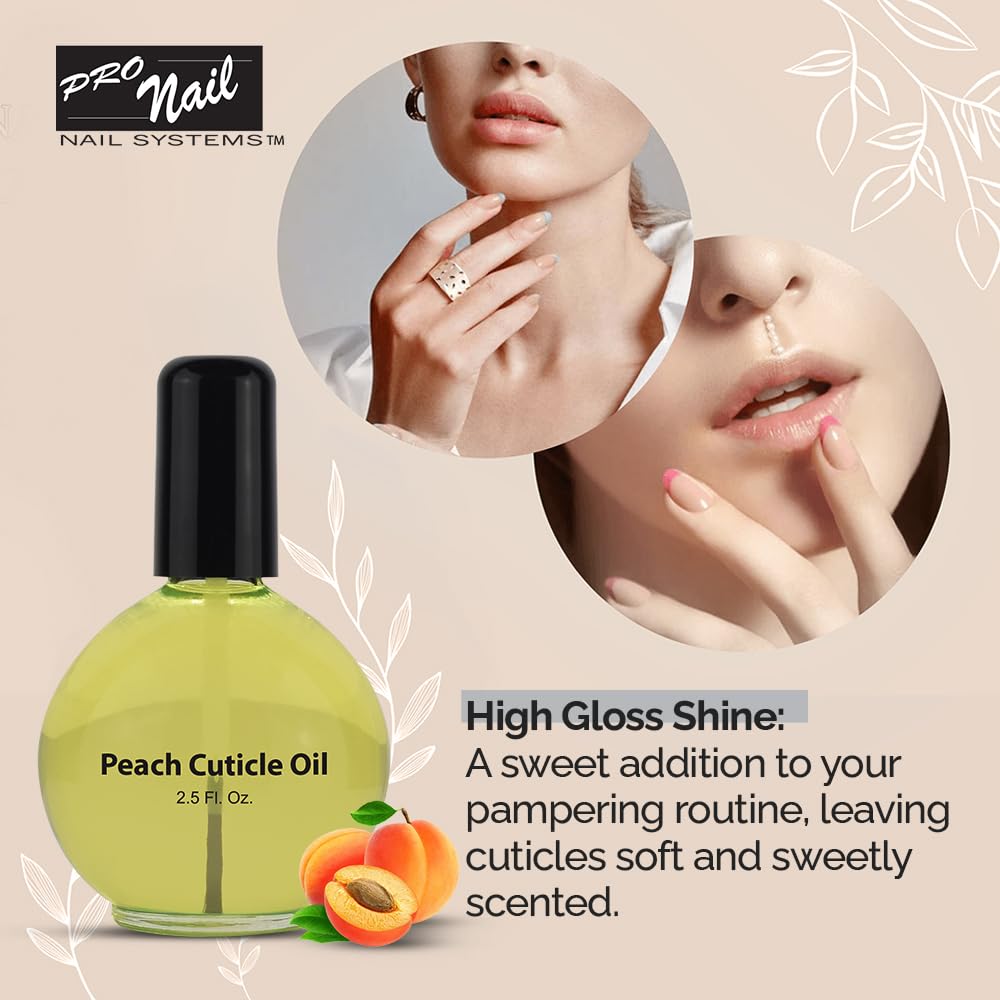 PRO NAIL - Cuticle Revitalizing Oil for Nails, Peach, 2.5 Oz - Professional Strength, Pedicure and Manicure - Moisturizes and Strengthens Nails and Cuticles - Soothing and Nourishing