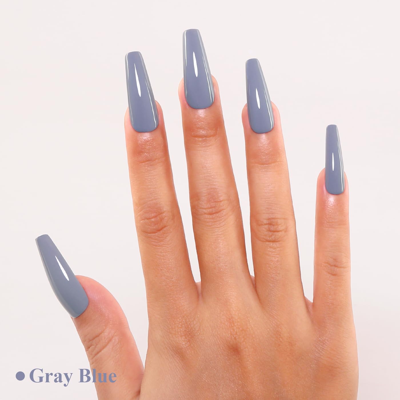 Imtiti Gray Gel Nail Polish, Gray Blue Gel Polish High Gloss Soak Off UV LED Autumn Winter Art Manicure Salon DIY Design 10ML