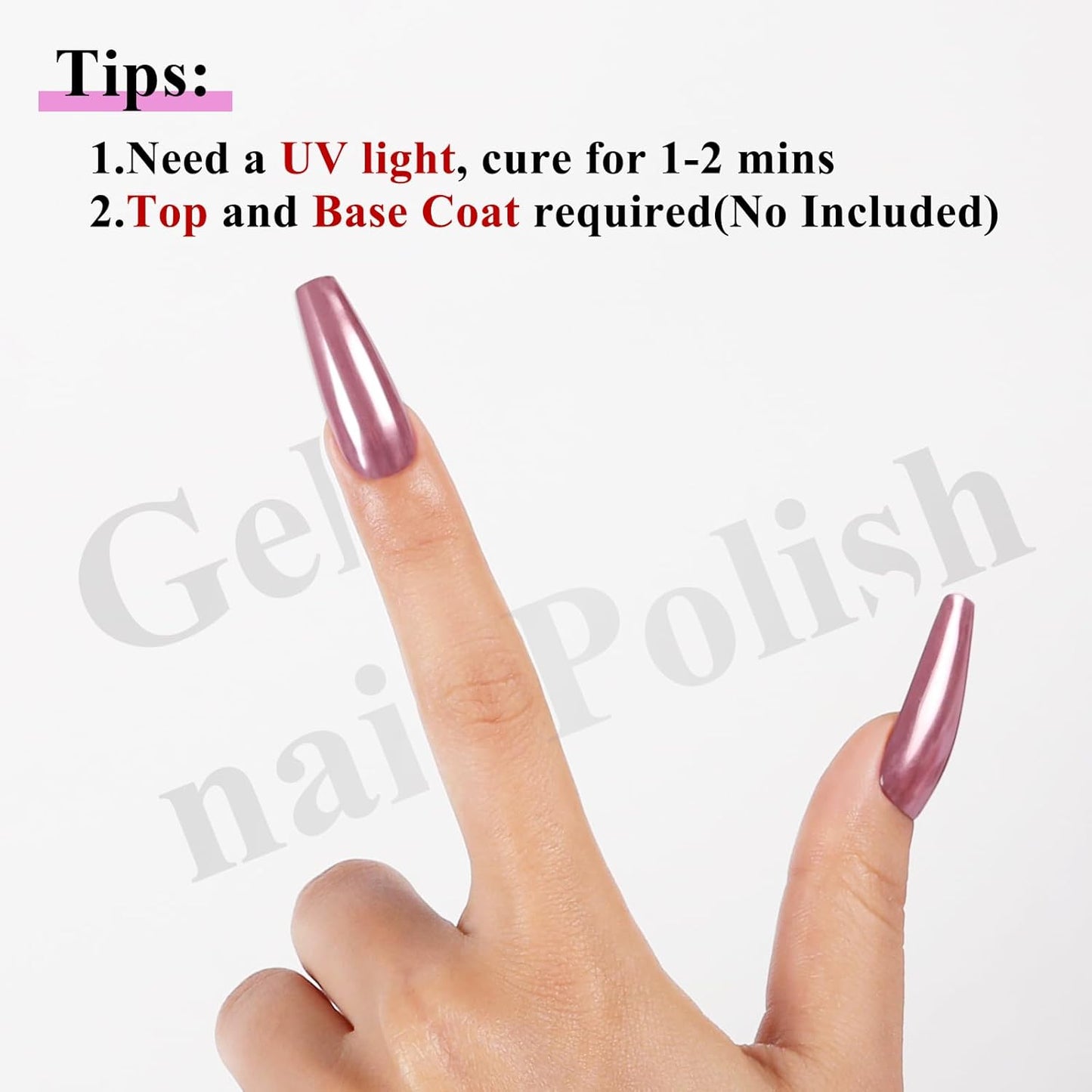 Imtiti Rose Gold Chrome Nail Powder Kit,1g Pink Meatllic Mirror Effect Powder with 10ml White Color Gel Polish Metal Nail UV DIY Kit