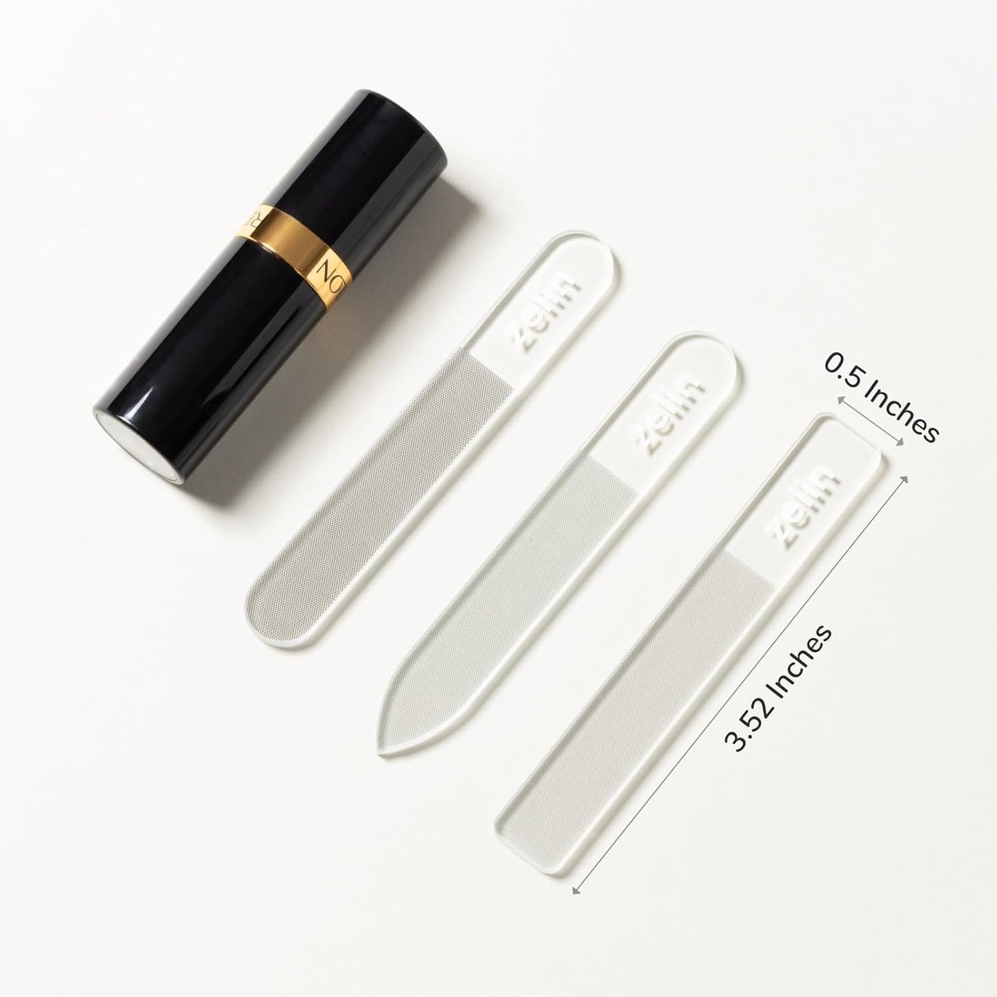 zelin 3 Pcs Premium Glass Nail Files for Natural Nails with Leather Case, Crystal Nail File for Stronger, Smoother Nails, Reusable Manicure Tool, Ideal Christmas Birthday Gift