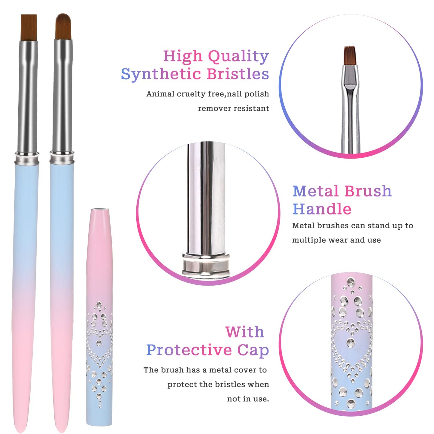 Sliverdew Nail Polish Clean Up Brush, 2Pcs Round&Flat Nail Art Polish Brush for Cleaning, Finger Nail Cleaning Brushes for Nail Art, Professional Nail Painting Brush