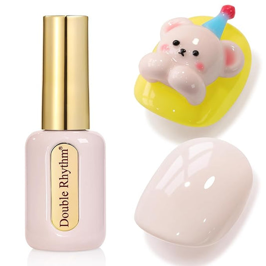 Double Rhythm 0.50 OZ Gel Polish Hema Free Same Color Same Bottle Golden Round Translucent Neutral Natural Milky 15 ML Jelly UV Polish Art DIY at Home (Beige Pink-C1479)