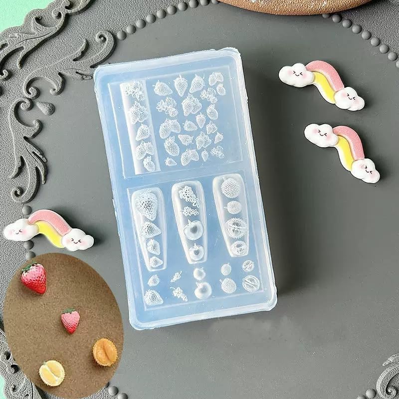 1 Pcs Strawberry Fruit Silicone Nail Art Molds for Women Resin Nail Design
