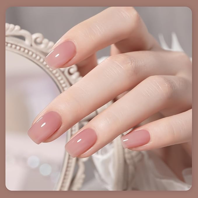 GAOY Rose Brown Jelly Gel Nail Polish of 6 Milky Brown Pink Whiter Colors Sheer Gel Polish Kit for Salon Manicure and Nail Art DIY at Home