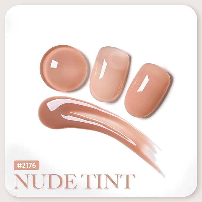 GAOY Nude Jelly Gel Nail Polish, 16ml Sheer Translucent Soak Off Gel Polish, UV Light Cure for Nail Art DIY at Home, 2176 Nude Tint
