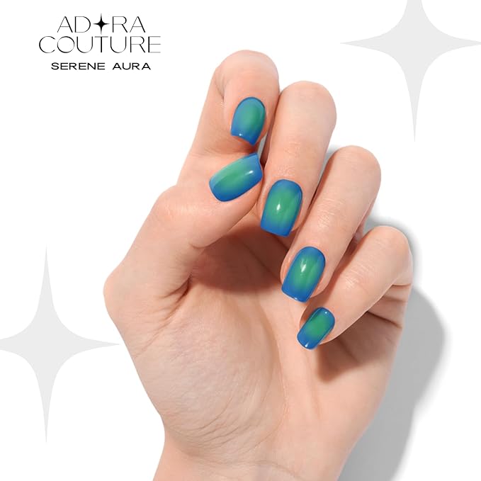 Semi Cured Gel Nail Strips With 30 Pieces - Salon Quality Manicure Kit For Women Easy Application Wraps Includes Prep Pads Nail File Wooden Stick, UV light Required - Serene Aura
