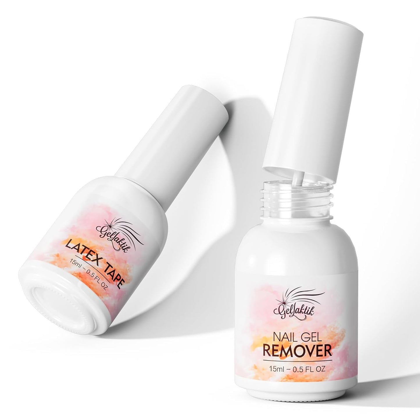 Gel Polish Remover Kit for Nails, 15ml Gel Polish Remover with 15ml Liquid Peel off Latex Tape, Fast Removal in 3-5 Minutes, No Soaking Or Wrapping, Peel Off Barrier Protector