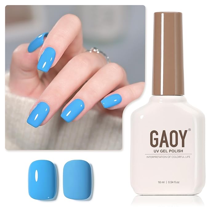 GAOY Blue Gel Nail Polish, 16ml Soak Off Gel Polish, UV Light Cure for Nail Art DIY Manicure at Home, 2453 Celestial Blue