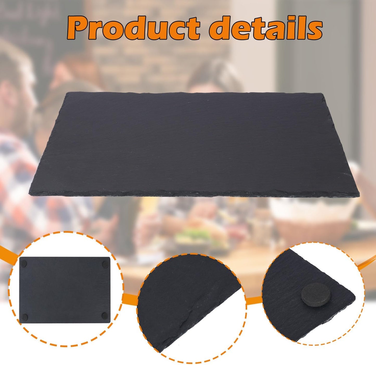5 Pack 12 x 10 Inch Slate Cheese Boards, Black Rectangle Slate Charcuterie Boards, Natural Charcuterie Stone Plates for Parties, Gifts, and Special Events, Cheese, Sushi, Food.