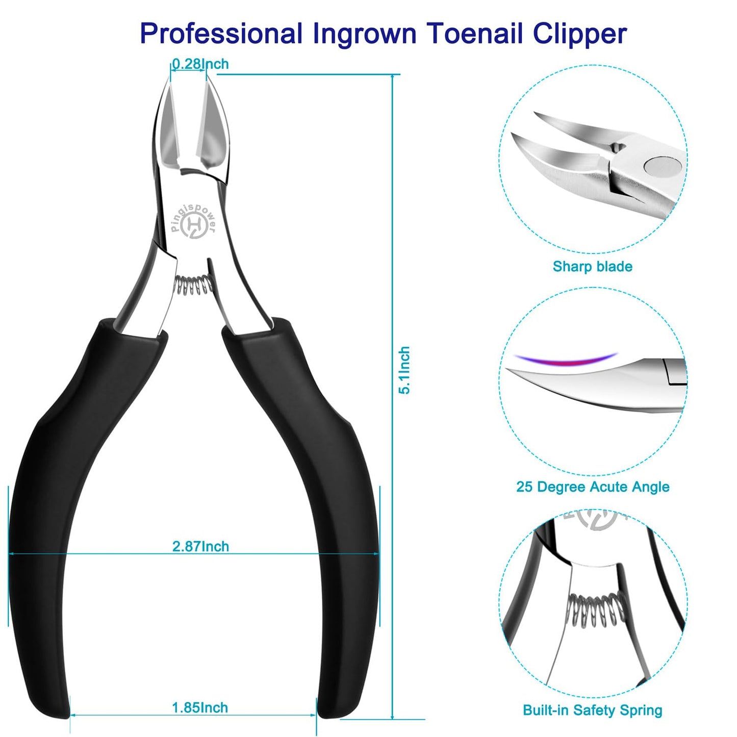 Toe Nail Clippers for Ingrown & Thick Toenails, 6PCS Professional Ingrown Toenail Removal Kit and Nail File & Toenail Lifter Pedicure Tools Kit for Seniors Gifts, Long Handle for Men