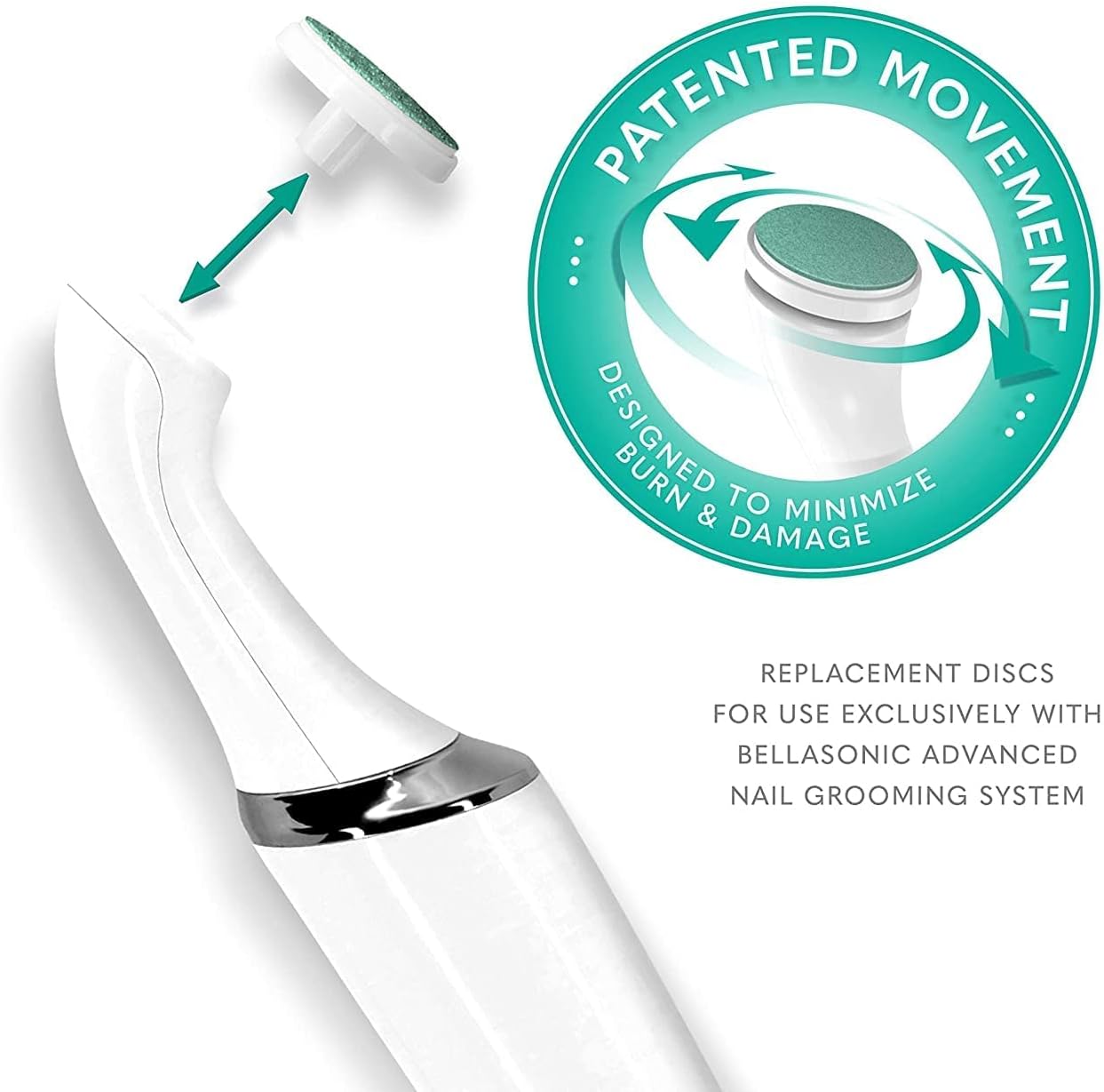 Replacement Discs for Bellasonic 4-in-1 Rechargeable Electric Nail File Set with Unique Oscillating Head – 8 Shining Discs – White