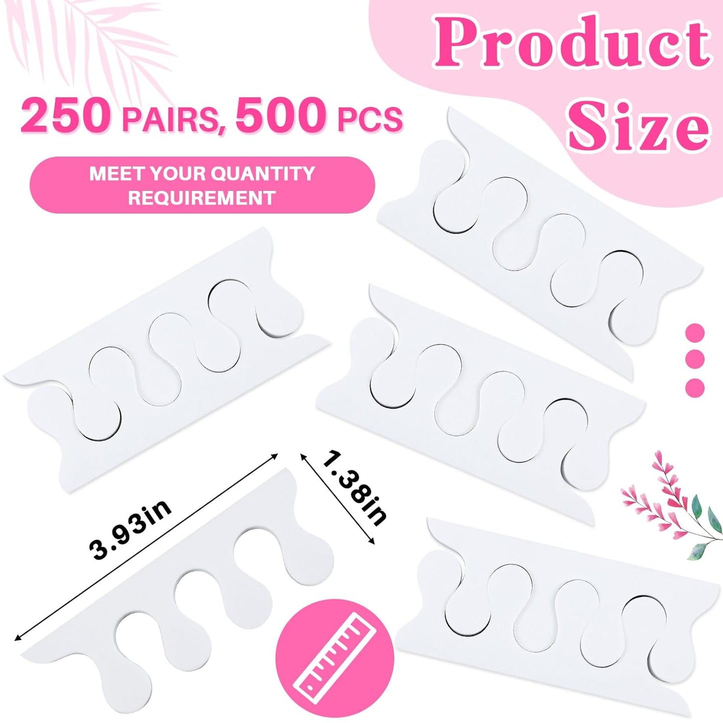 Mumufy 500 Pcs (250 Pairs) Sponge Toe Separators Pedicure Tool Kit Soft Toe Spacers for Pedicures Spreaders Finger Dividers for Women Men Feet Nail Manicure Toenails Art Painting Polish Spa(White)
