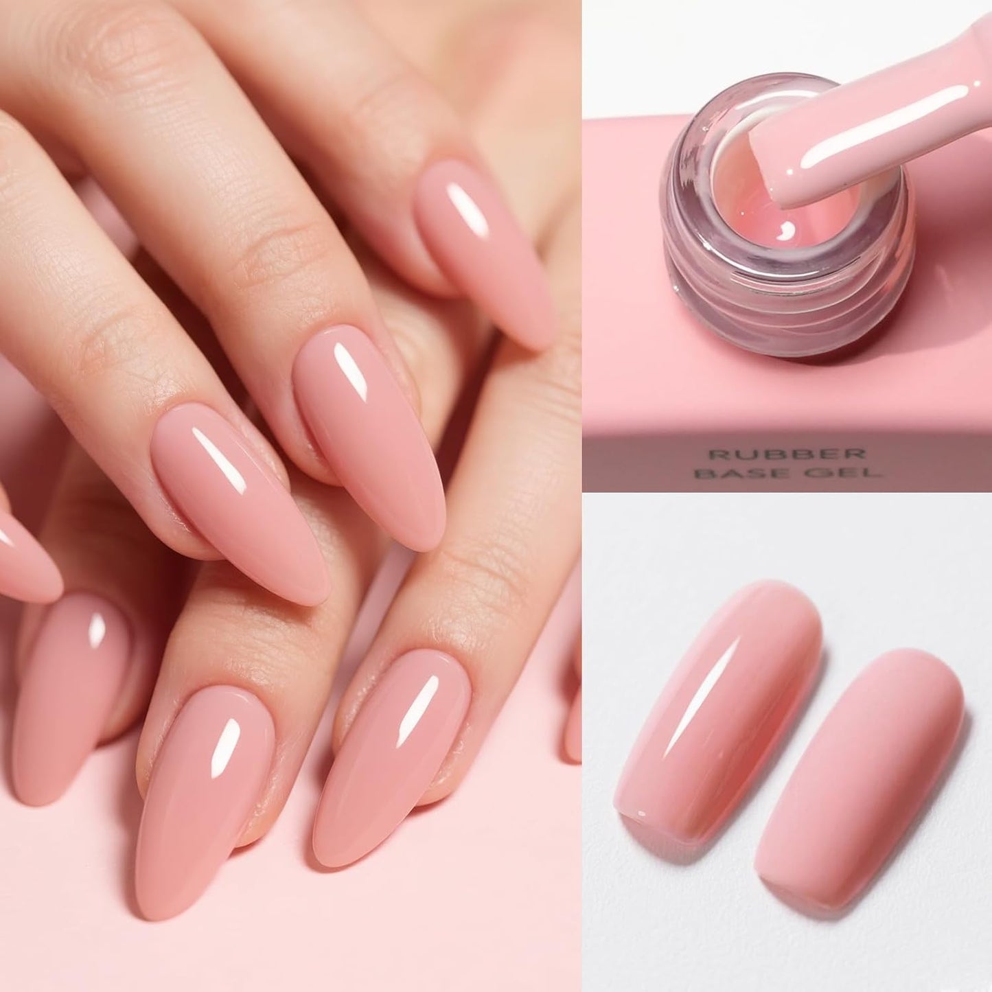CANNI Rubber Base Gel – 9ml Nude Pink Base Coat Gel, Natural Cover Strengthening for Weak Nails, Soak Off UV LED for DIY Salon Manicure