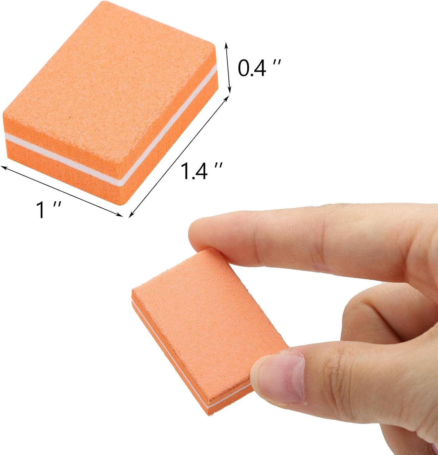 200Pcs Mini Nail Buffer Block 1.5in*1.1in*0.5in Grit Buffers for Natural Care(Orange)