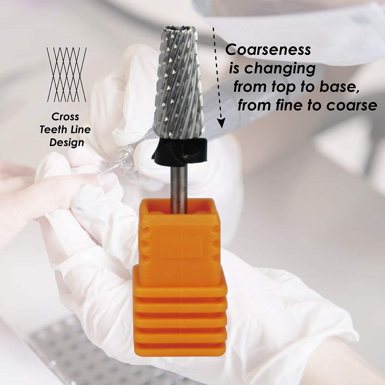 C & I 5 in 1 Multi-function Tapered Shape Nail Drill, Cross Teeth Edition, Professional Drill Bit for Nail Manicure Machine (Extra Coarse - XC)