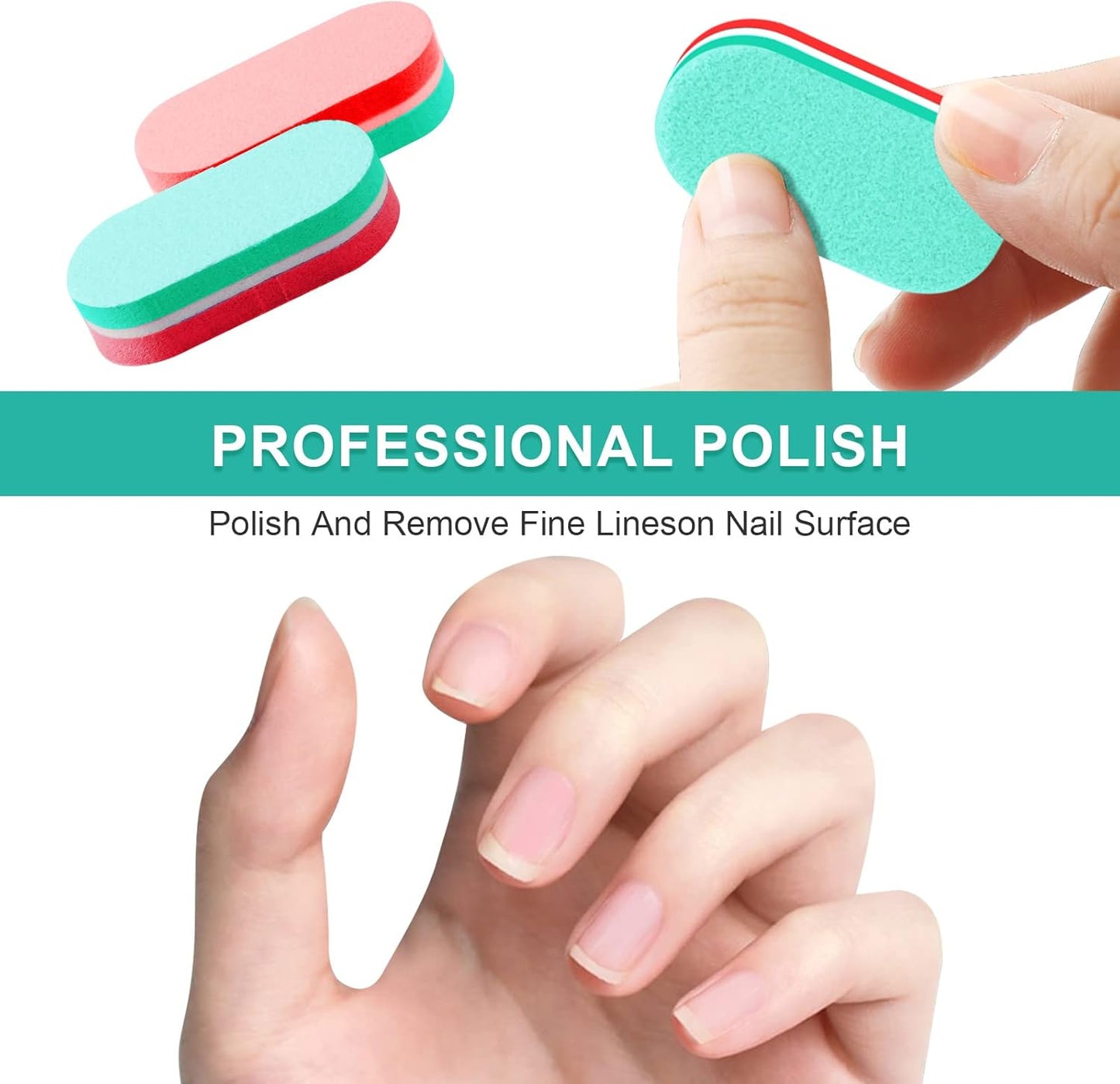 Diesisa Mini Nail Files Block, 100/180 Grit Sponge Nail Buffers for Acrylic Nails, Mini Buffing Block Double Sided for Manicure Tools 40 Count - Green/red